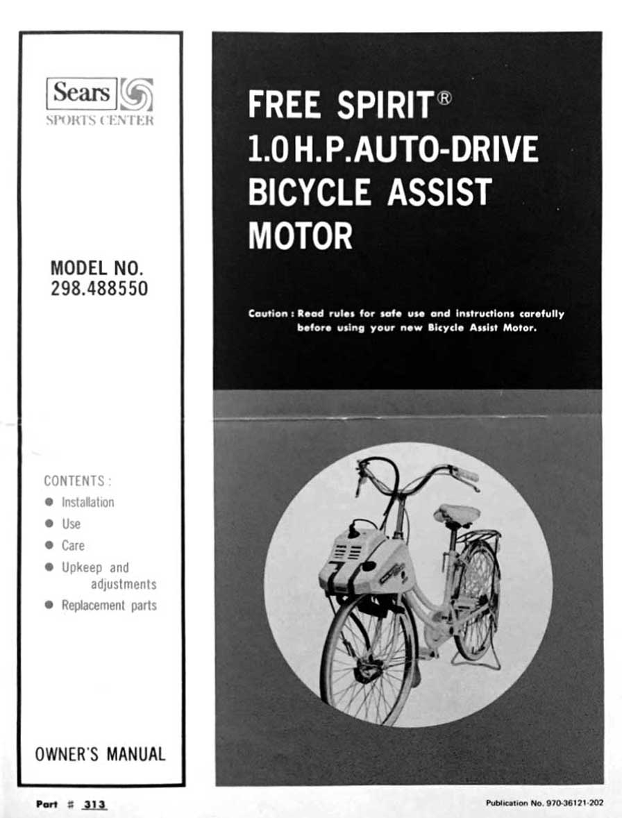 Free Spirit Bicycle Assist Motor Owner's Manual