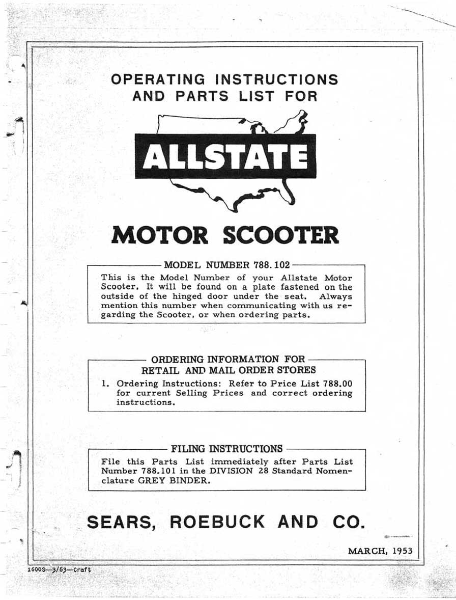 Allstate Cruisaire Operating Instructions and Parts List Manual