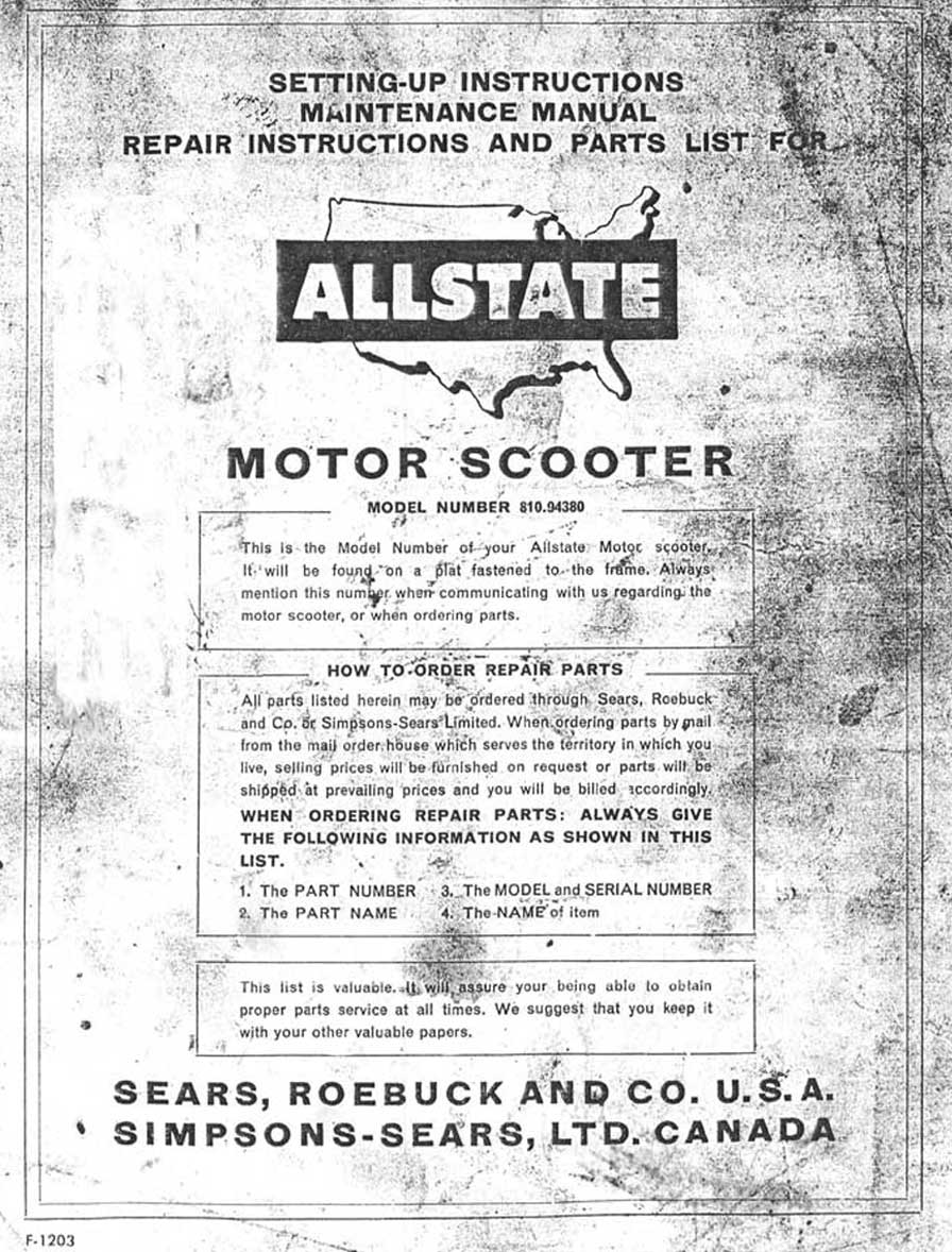 Allstate Compact Setting-Up, Maintenance, Repair and Parts List Manual