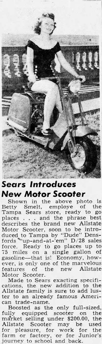 Sears Introduces New Motor Scooter